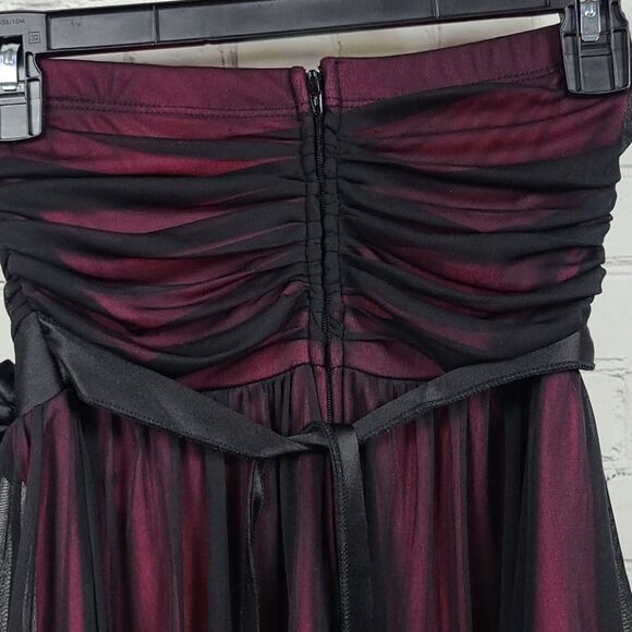 Ruby Rox Black Chiffon Bubble Dress Strapless Pink Party Evening Bridesmaid Prom - Picture 8 of 10